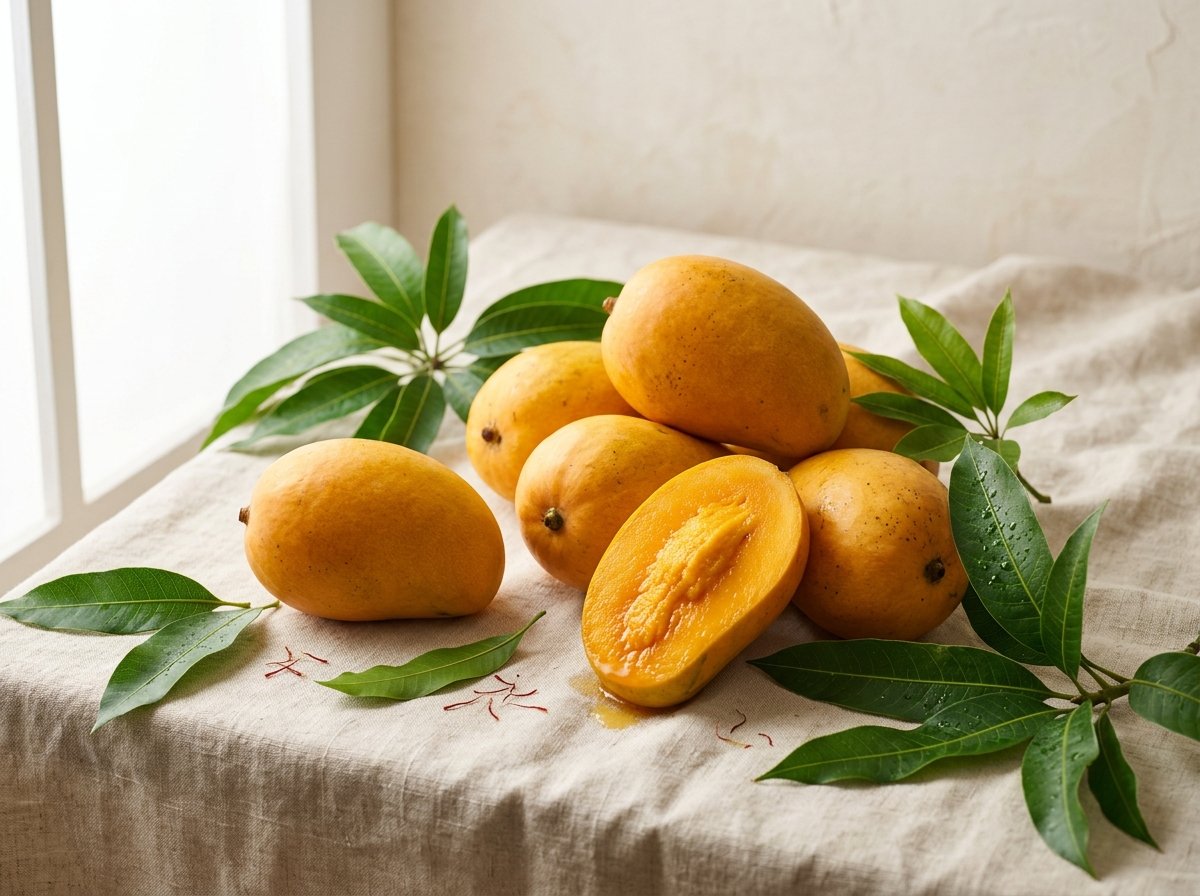 Selected fresh golden Kesar mangoes