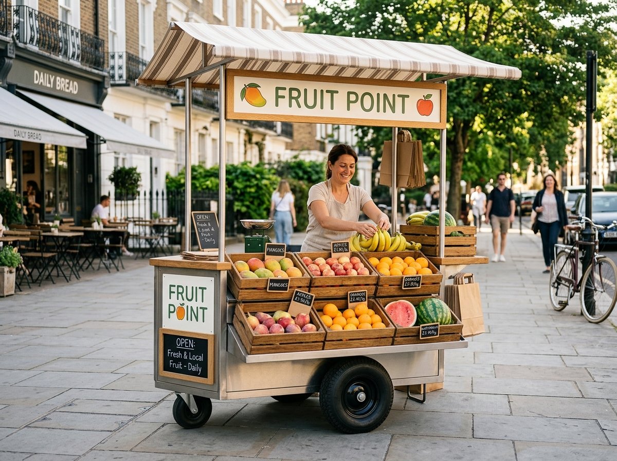 Modern Fruit Point sales point retail cart in premium area